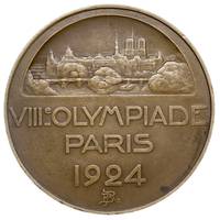 Olimpiada w Paryżu 1924 - medal i odznaka nadane członkowi polskiej ekipy olimpijskiej, medal sygn..