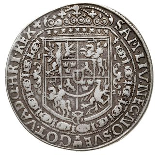 talar 1629, Bydgoszcz, nieco rzadsza odmiana z herbem Półkozic pod tarczą herbową, srebro 28.61 g, Dav. 4316, T. 6, patyna