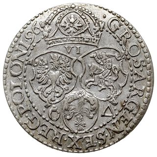 szóstak 1596, Malbork, odmiana z małą głową króla, pięknie zachowany