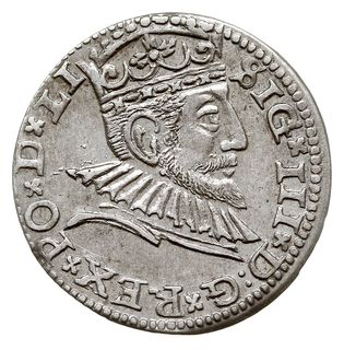 trojak 1591, Ryga, Iger R.91.1.d, Gerbaszewski 5, moneta wybita lekko pękniętym stemplem, ale bardzo ładna