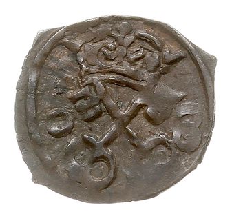 denar 1608, Poznań, T. 7, korona nad herbem niższa, patyna