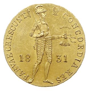 dukat 1831, Warszawa, kropka przed pochodnią, złoto 3.48 g, Plage 269, wyśmienity egzemplarz