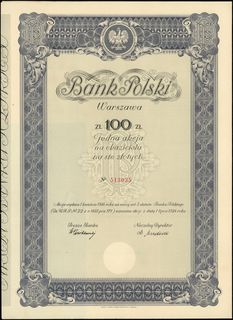 Bank Polski S.A., akcja na 100 złotych na okazic