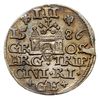 trojak 1586, Ryga, odmiana z dużą głową króla, Iger R.86.1.a (R), Gerbaszewski 17, patyna