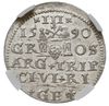 trojak 1590, Ryga, Iger R.90.1.b, Gerbaszewski 7, moneta w pudełku NGC z certyfikatem MS63, wyśmie..