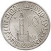 10 guldenów 1935, Berlin, Ratusz Gdański, Parchimowicz 69, drobne mikroryski, ale piękny egzemplar..
