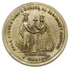 medal patriotyczno-religijny wybity w 1861 r. na pamiątkę Unii w Horodle, Aw: Jadwiga i Jagiełło, ..