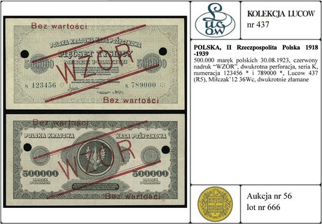 500.000 marek polskich 30.08.1923, czerwony nadr