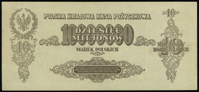 10.000.000 marek polskich 20.11.1923, seria BA, numeracja 726464, Lucow 459 (R5), Miłczak 39b, parokrotnie złamane, ale bardzo ładna prezencja, rzadkie