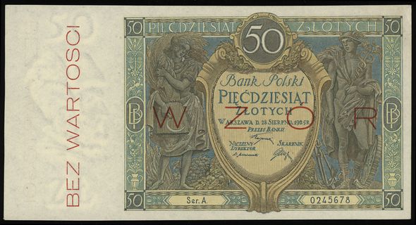 50 złotych 28.08.1925, seria A, numeracja 024567
