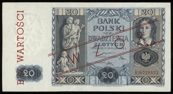 20 złotych 11.11.1936, seria BU, numeracja 65299