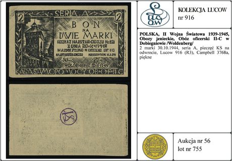2 marki 30.10.1944, seria A, pieczęć KS na odwro
