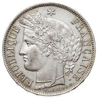 5 franków 1851 A, Paryż, Gad. 719, defekty na ra