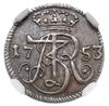 szeląg w czystym srebrze 1753, Gdańsk, odmiana z literami W - R (inicjałami Wilhelma Rathsa) po bo..
