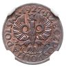 1 grosz 1927, Warszawa, Parchimowicz 101 c, moneta w pudełku firmy NGC z oceną MS 65 RB, piękny, p..