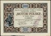 „Motor Polski” Towarzystwo Akcyjne w Żninie, 1 akcja na 10.000 marek 1922, numeracja 4869, z talon..