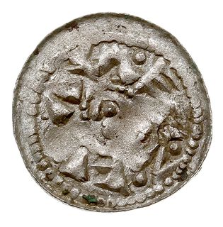 denar książęcy z lat 1070-1076, Aw: Głowa w lewo w obwódce, BOLEZLAVS, Rw: Książę na koniu w lewo, za nim krzyżyk, srebro 0.64 g, Str. 33, Such. IX/1, rzadki