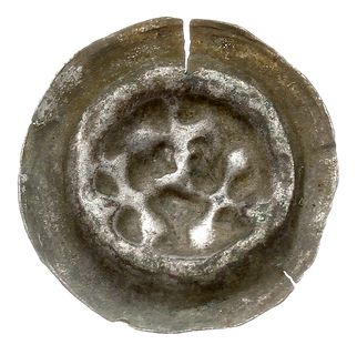 Mazowsze, brakteat guziczkowy, koniec XIII w., Trzy krzyże połączone podstawami, srebro 0.17 g, Wieleń 90
