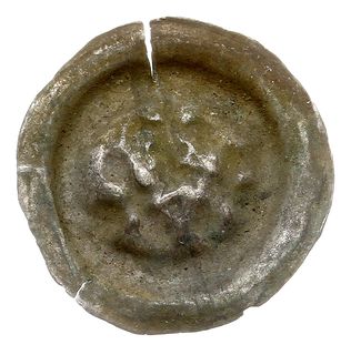 Mazowsze, brakteat guziczkowy, koniec XIII w., Trzy krzyże połączone podstawami, srebro 0.17 g, Wieleń 90