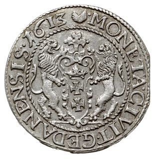 ort 1613, Gdańsk, kropka za łapą niedźwiedzia, Shatalin G13-9 (R2), rzadszy rocznik, moneta z końca blachy, ale bardzo ładna