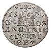 trojak 1590, Ryga, Iger R.90.2.b (R2), Gerbaszewski 14, rzadki typ monety z dużą głową