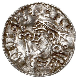Knut 1016-1035, denar typu short cross 1030-1035, mennica Thetford, mincerz Wineman, Aw: Popiersie z berłem w lewo, CNVT RECX, Rw: Dwunitkowy krzyż z kółkiem w środku, PINEMAN ON DEO, srebro 1.14 g, N. 790, S. 1159, gięty