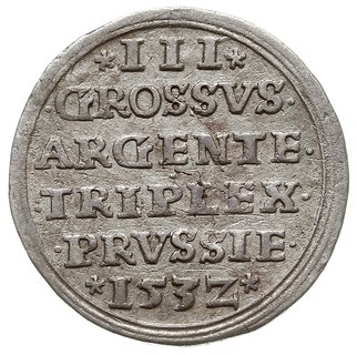 trojak 1532, Toruń, Iger T.32.1.a (R4), T. 18, na awersie ślady miejscowej ciemnej patyny, rzadki