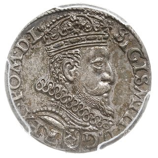 trojak 1602, Kraków, Iger K.02.1.b (R1), moneta w pudełku PCGS z certyfikatem MS 63, patyna, wyśmienity egzemplarz