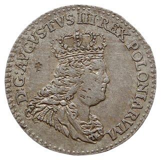 trojak 1753, Lipsk, odmiana z nominałem 1/2 Sz i wąskim, mniejszym popiersiem króla, Iger Li.53.1.c (R2), Kahnt 694.a, na rewersie punca Pilawa -znak kolekcji Potockich, rzadki