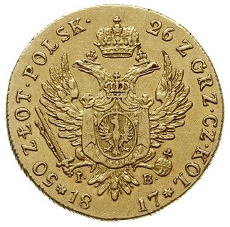 50 złotych 1817, Warszawa, złoto 9.81 g, Plage 1, Bitkin 804 (R1), rzadkie