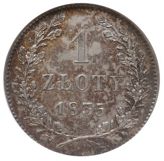 1 złoty 1835, Wiedeń, Plage 294, moneta w pudełku NGC z certyfikatem MS 63, patyna, wyśmienity egzemplarz
