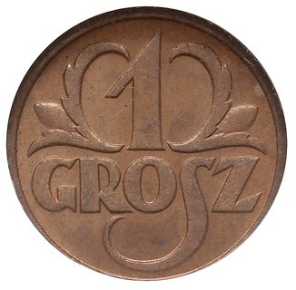 1 grosz 1930, Warszawa, Parchimowicz 101.e, moneta w pudełku NGC z certyfikatem MS65 RD, piękne, w czerwonym odcieniu