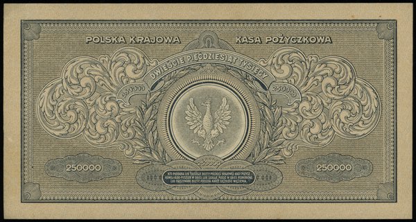 250.000 marek polskich 25.04.1923, seria Y, numeracja 589545, Lucow 429 (R4), Miłczak 34b, rzadka odmiana z wąską numeracją, zagniecenia papieru, ale piękny egzemplarz, rzadki w tym stanie zachowania