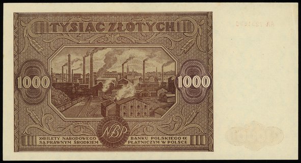 1.000 złotych 15.01.1946, seria AA, numeracja 72