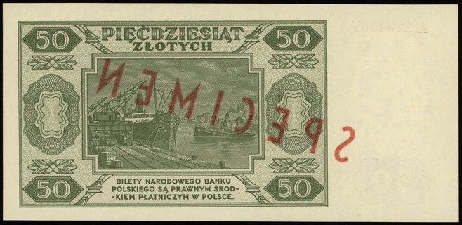 50 złotych 1.07.1948, seria A, numeracja 1234567