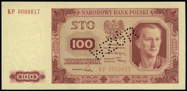 100 złotych 1.07.1948, perforacja WZÓR”, seria K