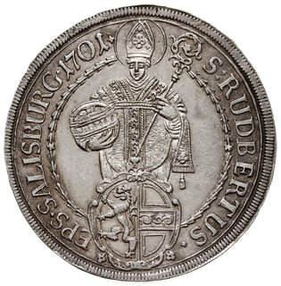 Jan Ernest Graf Thun i Hohenstein 1687-1709, talar 1701, srebro 29.54 g, Probszt 1807, Zöttl 2173, wyśmienity stan zachowania