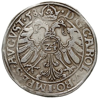 Wilhelm VI 1492-1559, talar (24 grosze) 1558, Schleusingen, srebro 28.56 g, Dav. 9252, Heus 105b, rzadki