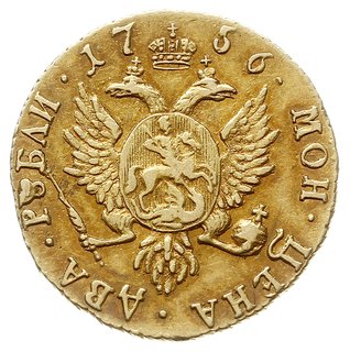 2 ruble 1756, Krasnyj Dvor (Moskwa), złoto 3.20 g, Diakov 380 (R1), Bitkin 53 (R), rzadkie i ładnie zachowane