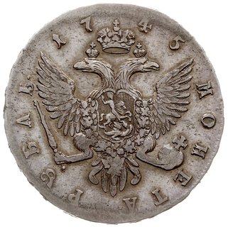 rubel 1745 СПБ, Petersburg, srebro 25.39 g, Bitkin 260, Diakov 133, moneta z ładnym blaskiem menniczym
