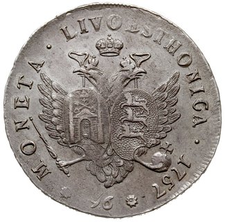 monety dla Liwonii / Livoesthonica, 96 kopiejek 1757, Krasnyj Dvor (Moskwa), srebro 26.19 g, Bitkin 627 (R), Diakov 604 (R2), bardzo ładne i rzadkie