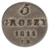 5 groszy 1811 IB, Warszawa, Plage 96, moneta w pudełku PCGS z certyfikatem AU58, przebitka na 1/24..