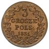 3 grosze polskie 1831, Warszawa, Iger Pl.31.1.a (R), Plage 282, moneta polakierowana, piękne zacho..