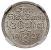 1/2 guldena 1927, Berlin, Koga, Parchimowicz 61.c, moneta wybita stemplem lustrzanym, w pudełku NG..