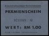 Konzentrationslager Sachsenhausen, Prämienschein (bon) na 1 markę 1944, numeracja 971109, papier n..
