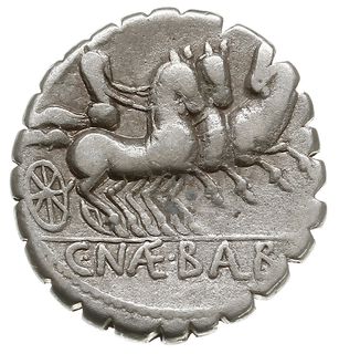denar serratus 79 pne, Rzym, Aw: Głowa Wenus w prawo, za nią S C, przed nią A, Rw: Wiktoria w trydze w prawo, w odcinku C. NAE BALB, Craw. 382/1a, Syd. 769, srebro 3.83 g