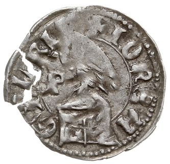 dinar (półgrosz), Aw: Tarcza herbowa, w prawym j
