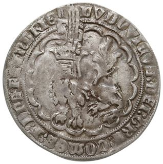 podwójny groot 1365-1384, mennica Gent lub Mechelen, Aw: Lew z hełmem na łbie, LVDOVICVS DEI GRA COMES F DNS FLANDRIE, Rw: Krzyż, BENEDICTVS QVI COMIT IN NOMINE DOMINI / MONETA DE FLANDRIA, srebro 4.01 g, patyna, dość rzadki, sporadycznie pojawiający się w handlu typ monety w ładnym stanie zachowania