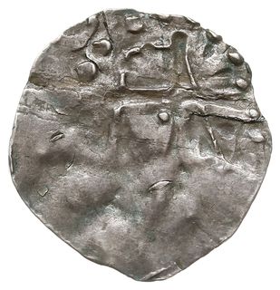 denar, Aw: Krzyż z klinami w kątach, Rw: Litera A, Dbg 466, srebro 0.74 g, gięty
