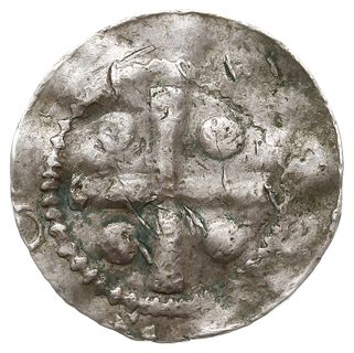 denar, Aw: Kapliczka, z lewej litera P, z prawej ledwo widoczne R, Rw: Krzyż z kulkami w kątach, Dbg 878?, srebro 1.16 g, gięty